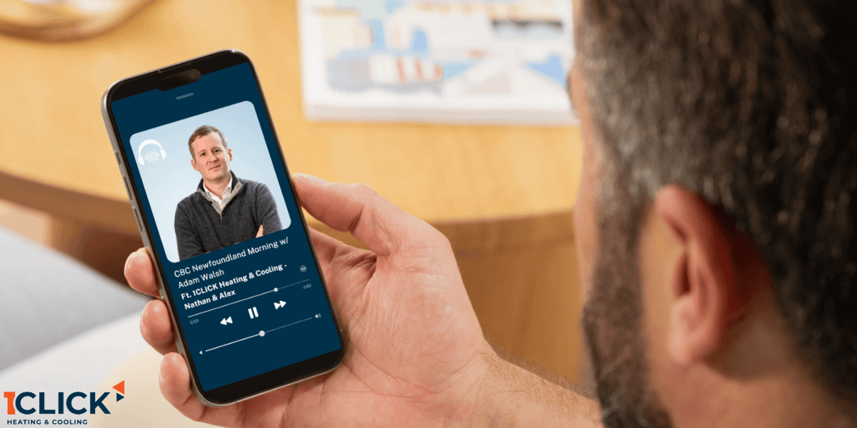 Featured image of a blog post saying "Nathan Horton of 1Click Heating & Cooling Talks Heat Pump Benefits on CBC's The Signal"